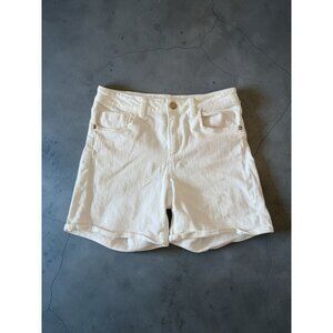 PILCRO AND THE LETTERPRESS Anthropologie White Script Denim Shorts Size 28